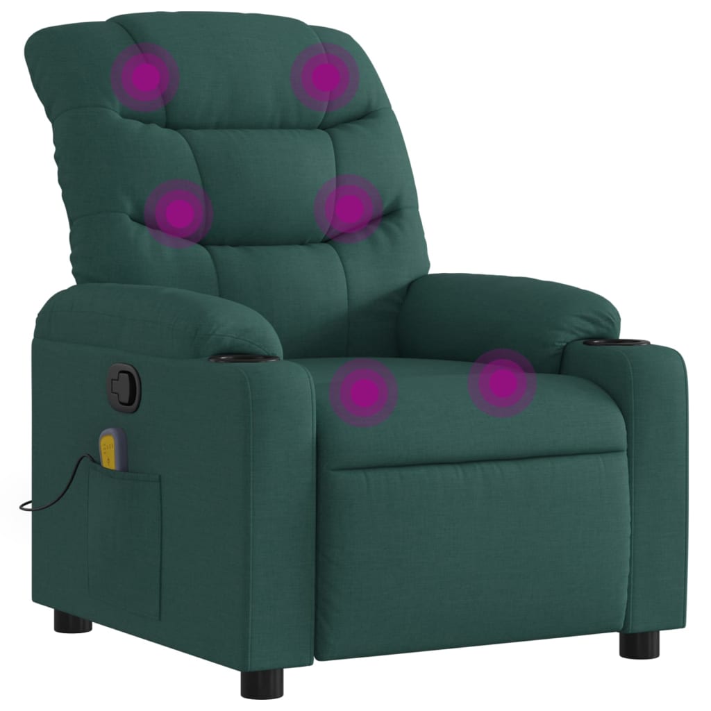 Fauteuil inclinable de massage vert foncé tissu - XIOS