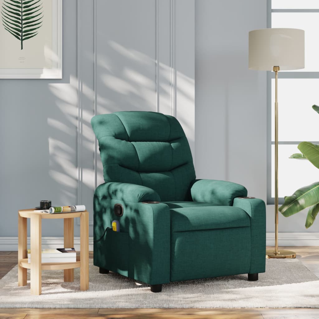 Fauteuil inclinable de massage vert foncé tissu - XIOS