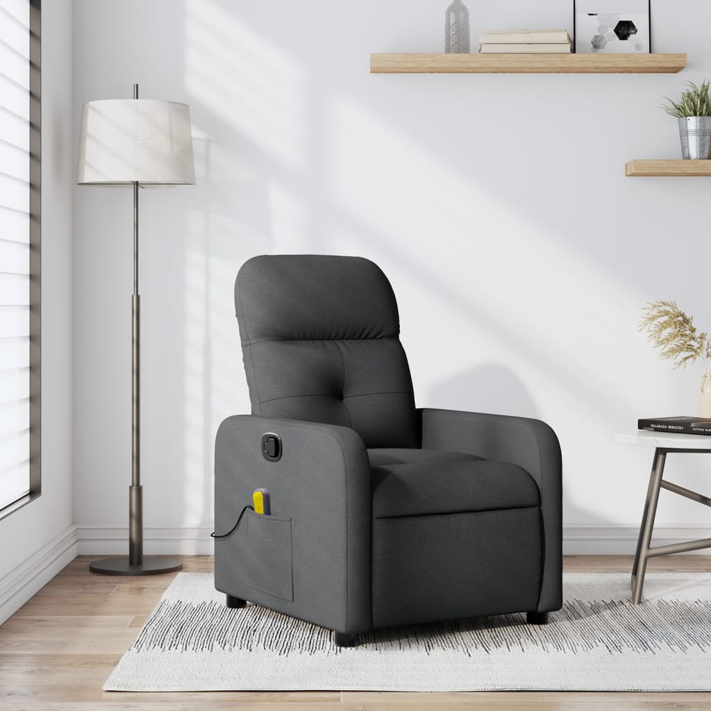 Fauteuil inclinable de massage gris foncé tissu - XIOS