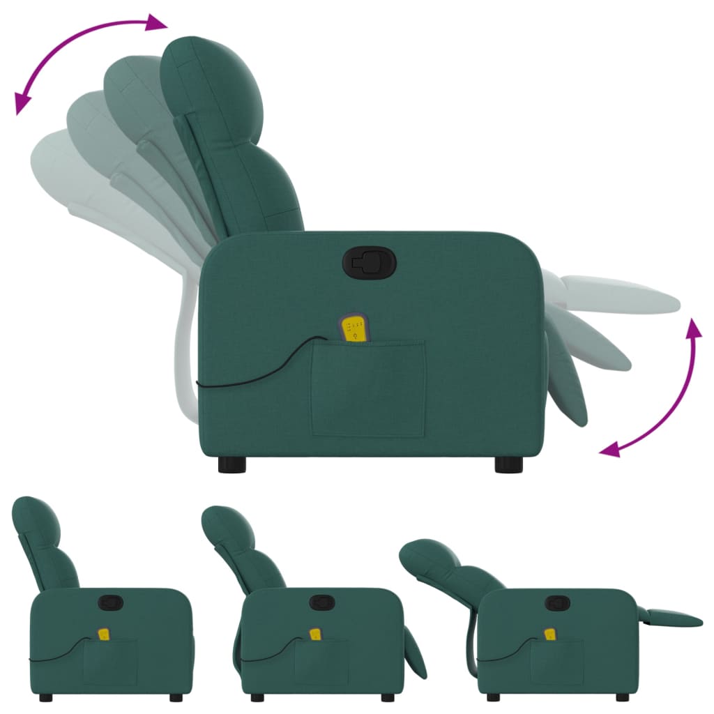 Fauteuil inclinable de massage vert foncé tissu