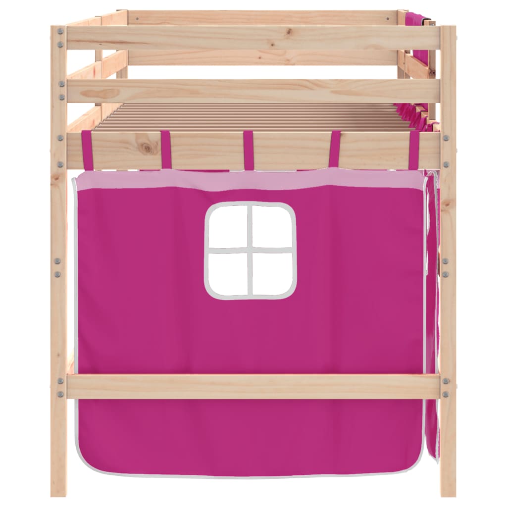 Lit mezzanine enfants avec rideaux sans matelas rose 80x200cm - XIOS