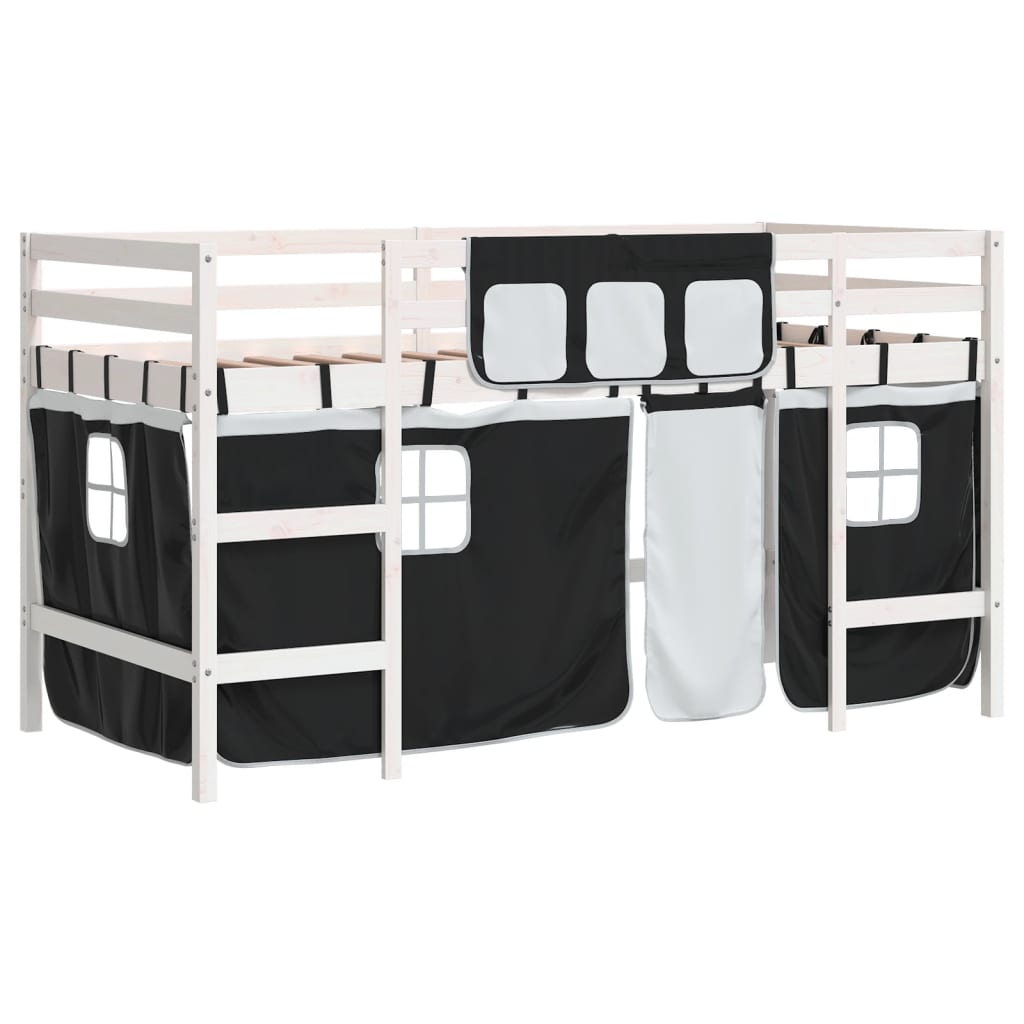 Lit mezzanine enfants avec rideaux sans matelas 90x200cm - XIOS