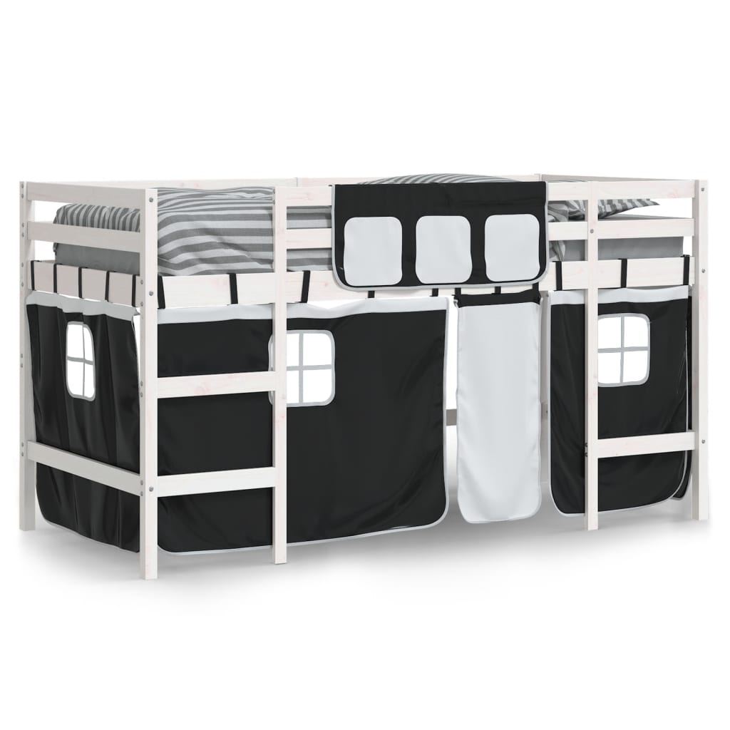 Lit mezzanine enfants avec rideaux sans matelas 90x200cm - XIOS