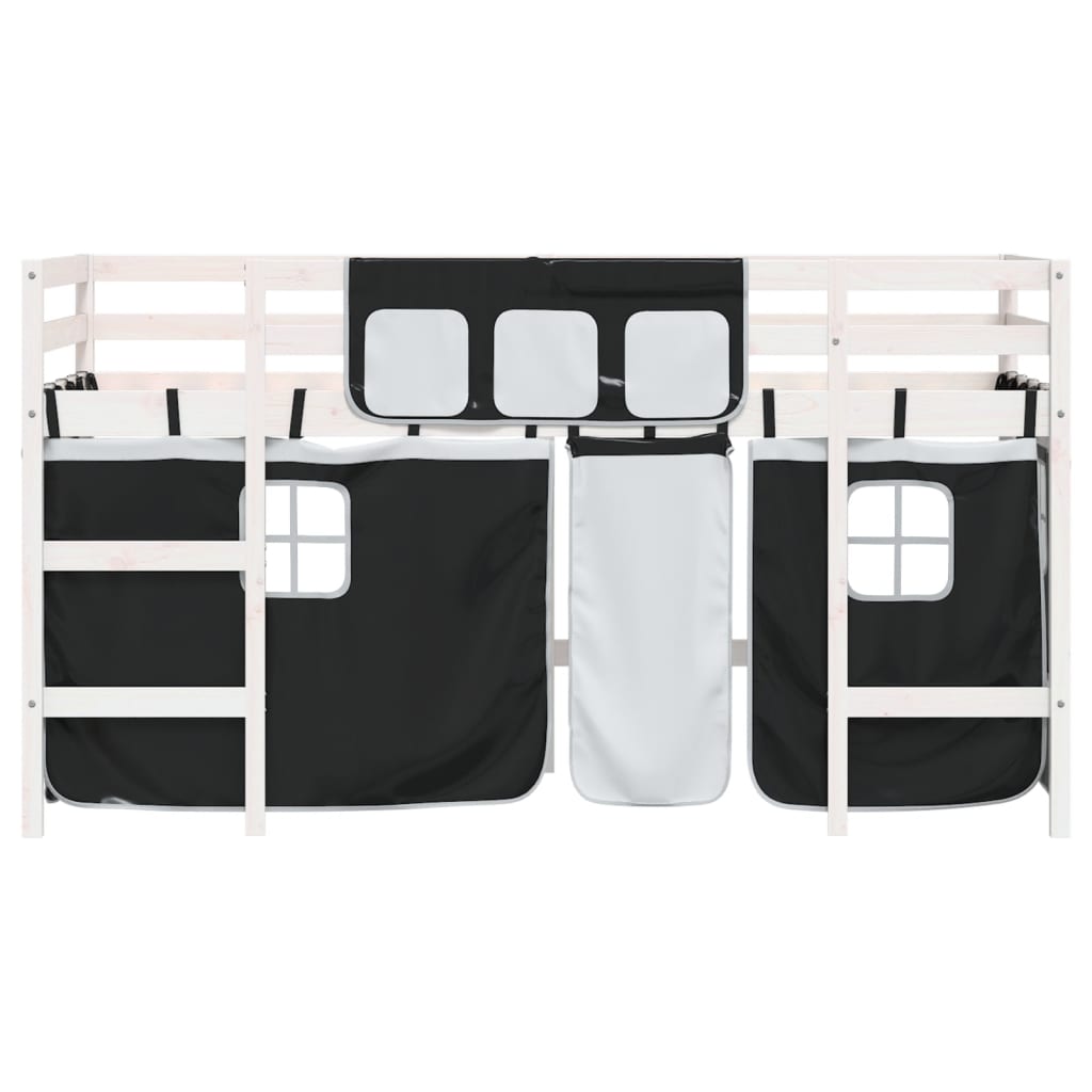 Lit mezzanine enfants avec rideaux sans matelas 90x200cm - XIOS