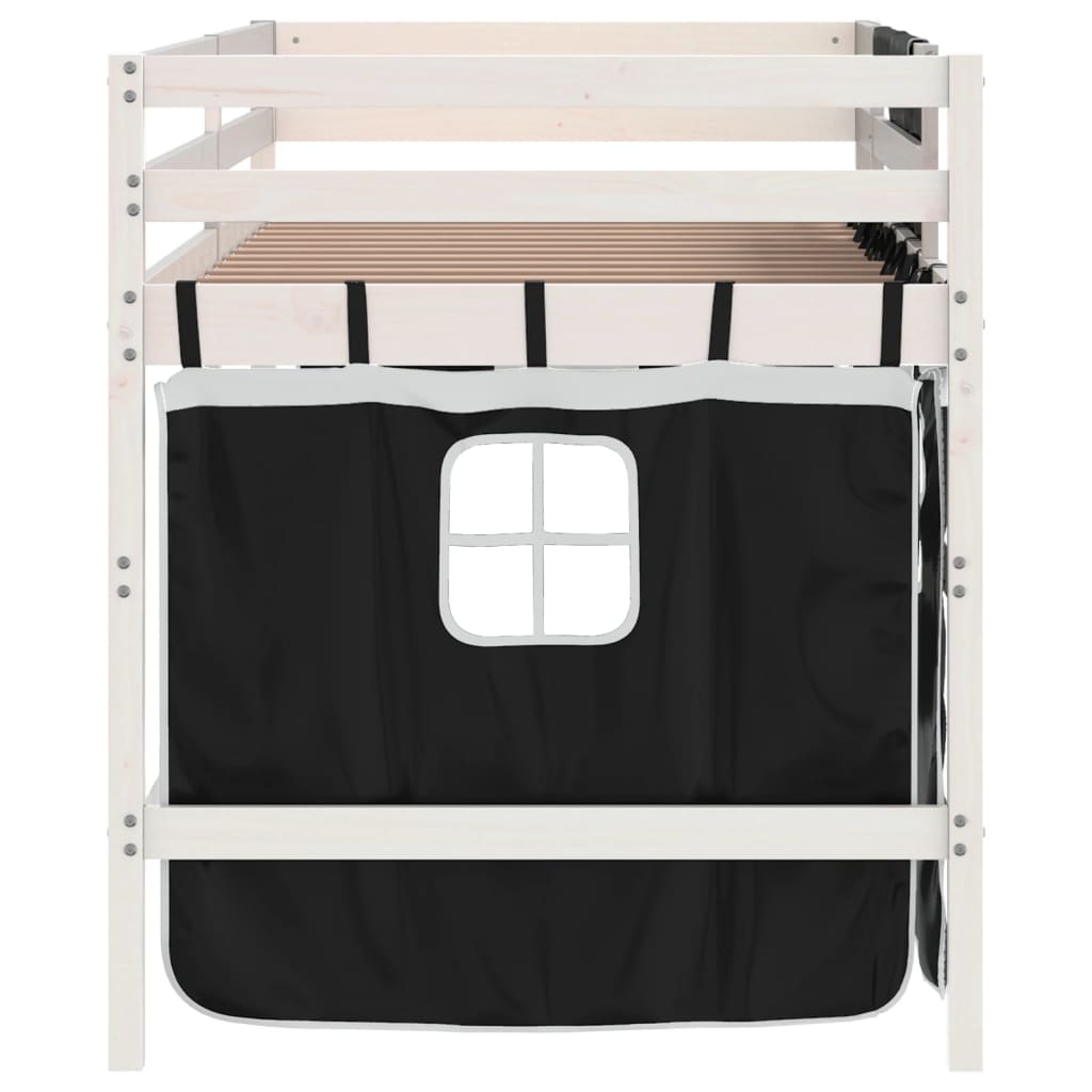 Lit mezzanine enfants avec rideaux sans matelas 90x200cm - XIOS