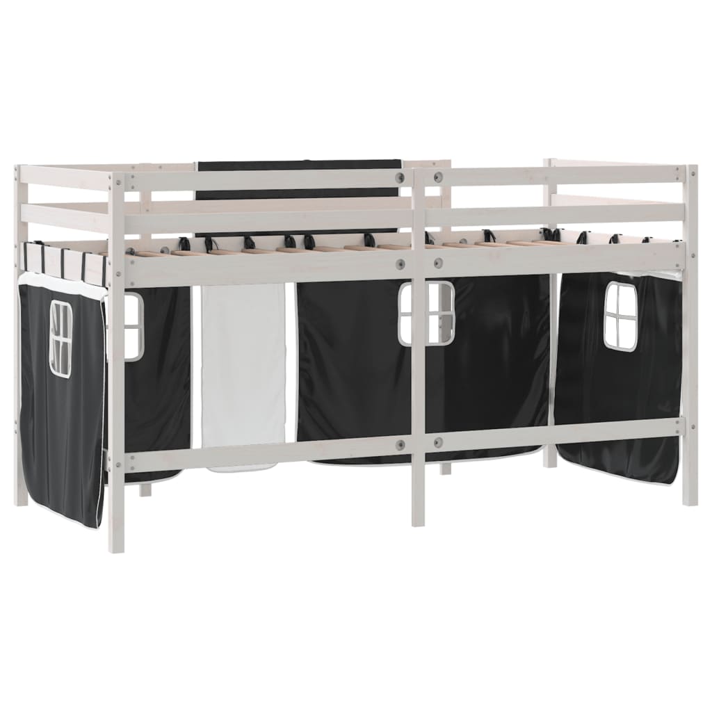 Lit mezzanine enfants avec rideaux sans matelas 90x200cm - XIOS