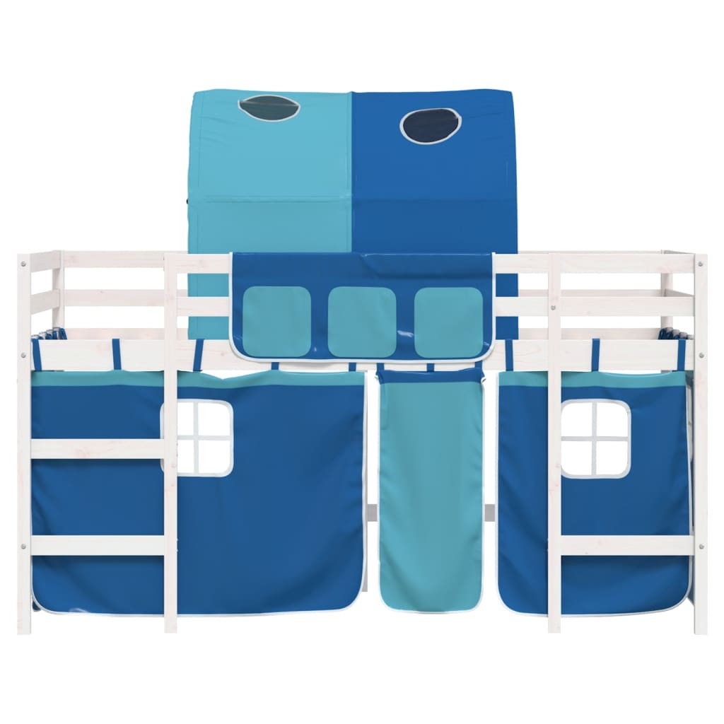 Lit mezzanine enfants avec tunnel sans matelas bleu 90x190 cm - XIOS