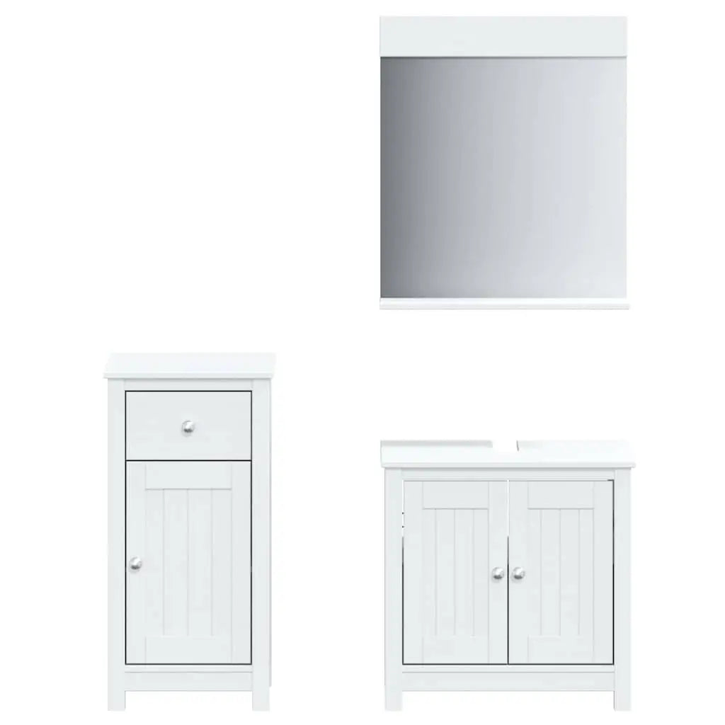 Meubles de salle de bain 3 pcs BERG blanc bois de pin massif - XIOS