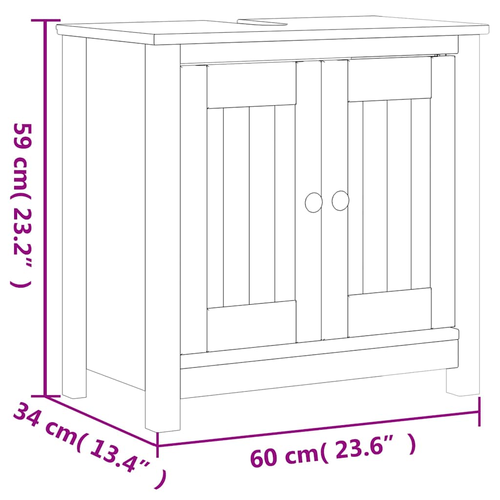 Meubles de salle de bain 3 pcs BERG noir bois de pin massif