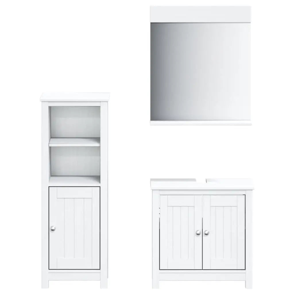 Meubles de salle de bain 3 pcs BERG blanc bois de pin massif - XIOS