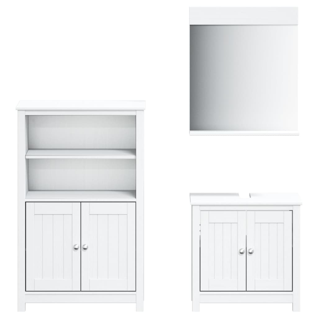 Meubles de salle de bain 3 pcs BERG blanc bois de pin massif