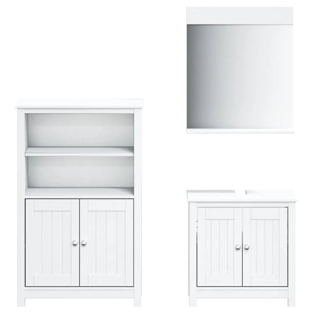 Meubles de salle de bain 3 pcs BERG blanc bois de pin massif - XIOS