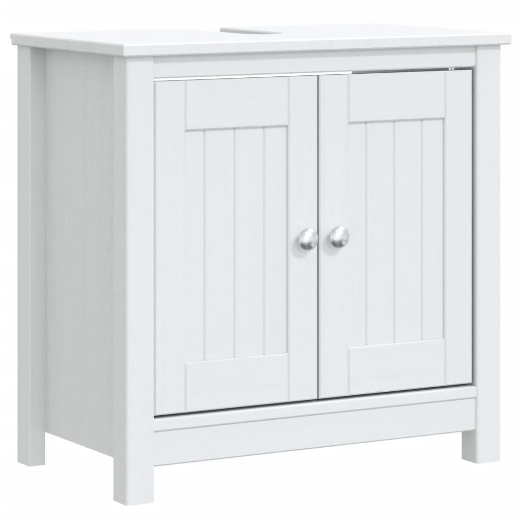 Meubles de salle de bain 3 pcs BERG blanc bois de pin massif
