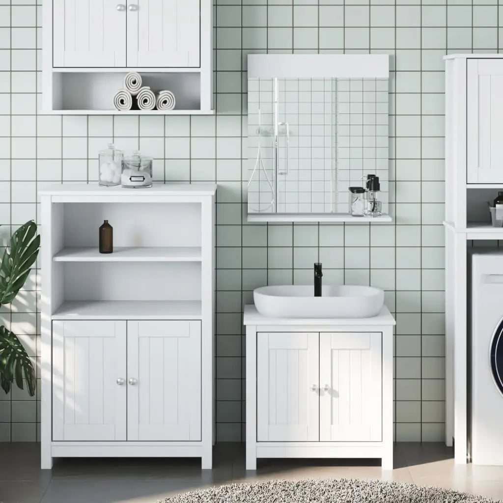 Meubles de salle de bain 3 pcs BERG blanc bois de pin massif - XIOS