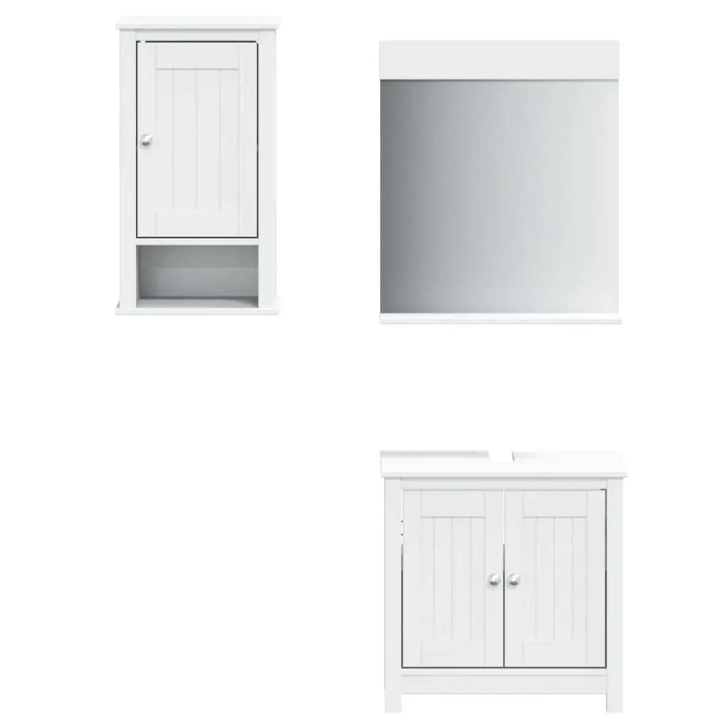 Meubles de salle de bain 3 pcs BERG blanc bois de pin massif - XIOS