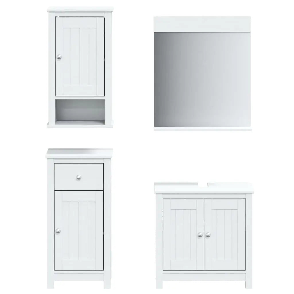 Meubles de salle de bain 4 pcs BERG blanc bois de pin massif - XIOS