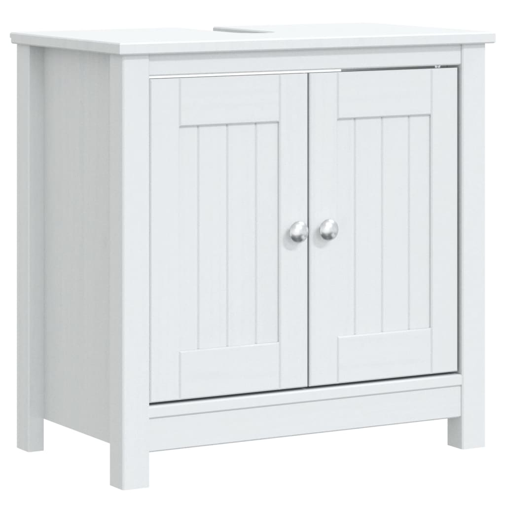 Meubles de salle de bain 4 pcs BERG blanc bois de pin massif