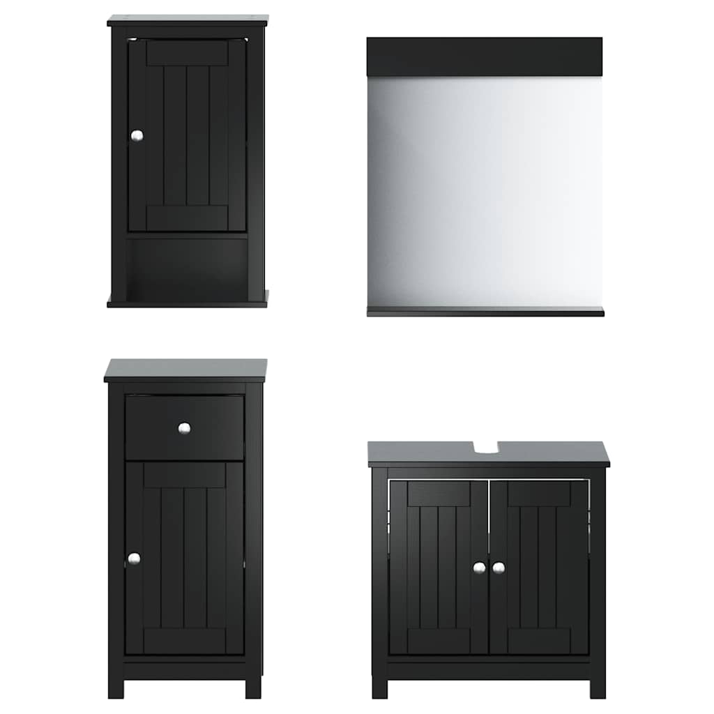 Meubles de salle de bain 4 pcs BERG noir bois de pin massif