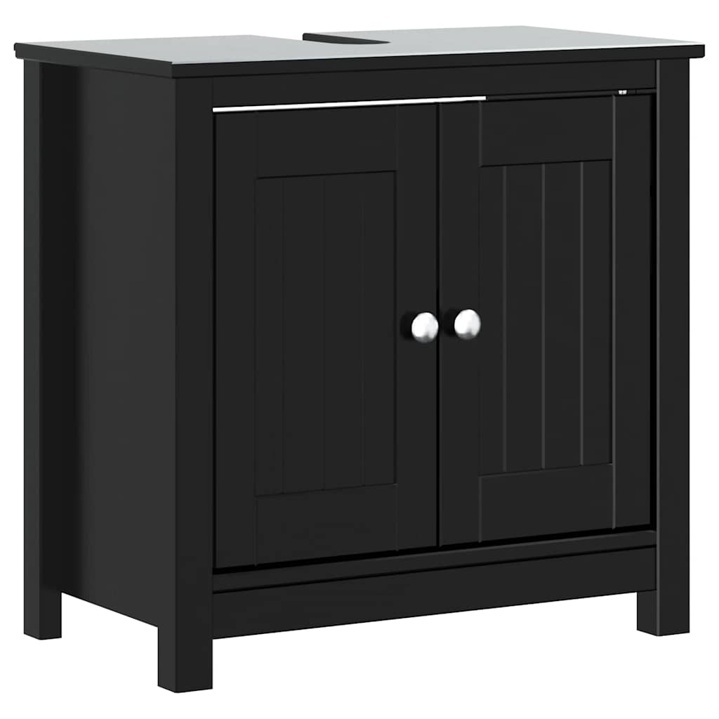 Meubles de salle de bain 4 pcs BERG noir bois de pin massif