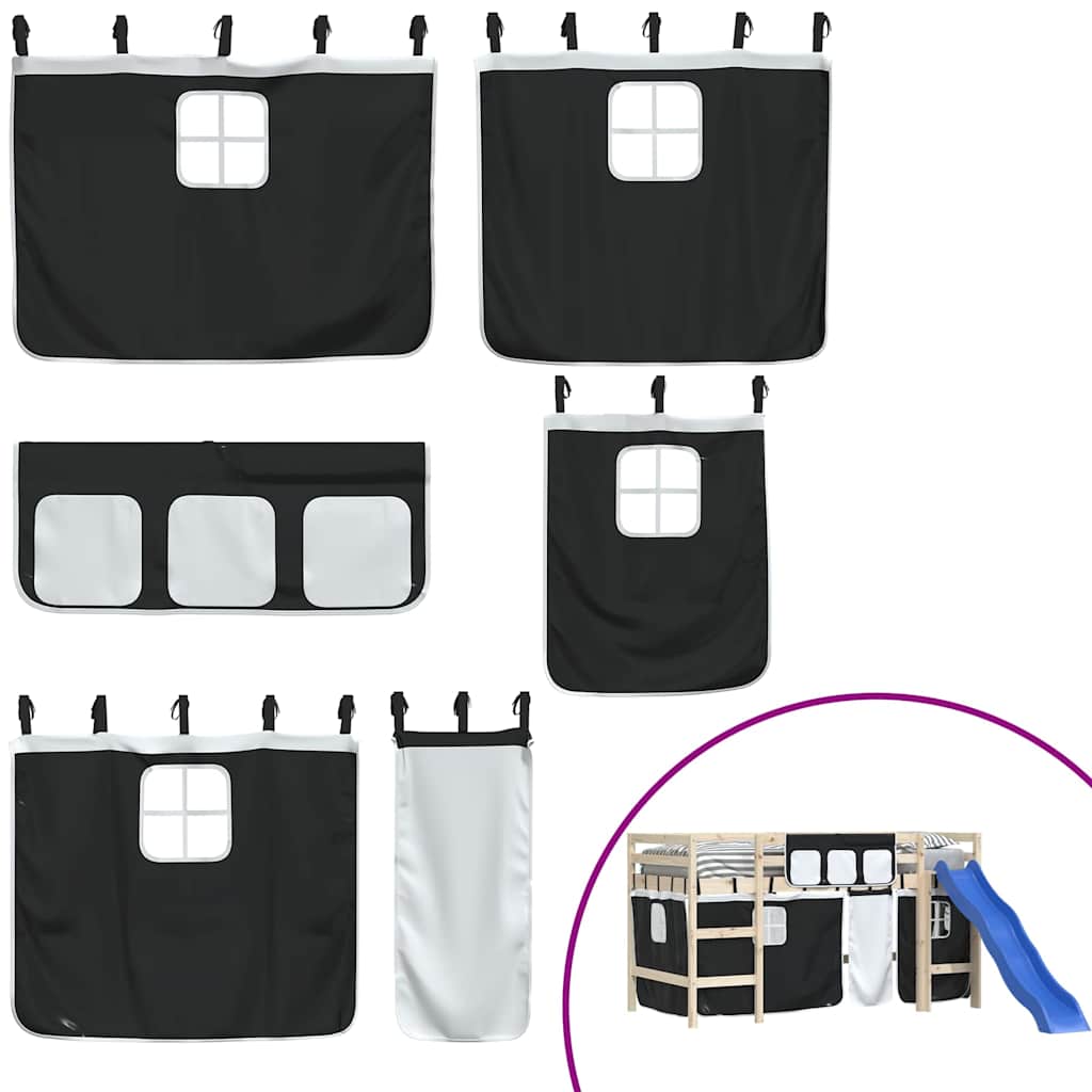 Rideaux pour lit mezzanine blanc et noir polyester - XIOS