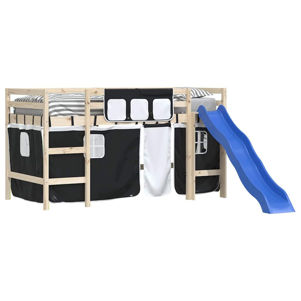 Rideaux pour lit mezzanine blanc et noir polyester - XIOS