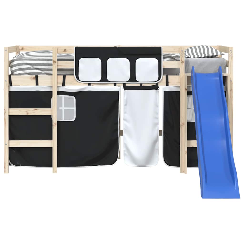 Rideaux pour lit mezzanine blanc et noir polyester - XIOS