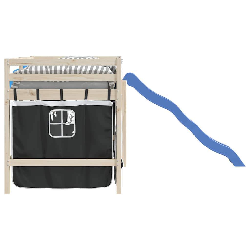 Rideaux pour lit mezzanine blanc et noir polyester - XIOS