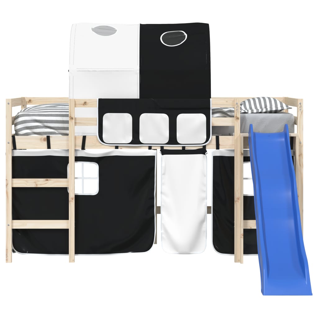 Rideaux pour lit mezzanine avec tunnel blanc et noir polyester - XIOS