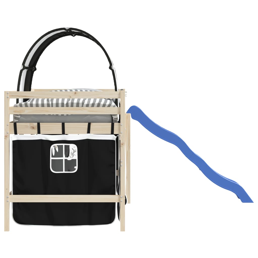 Rideaux pour lit mezzanine avec tunnel blanc et noir polyester - XIOS