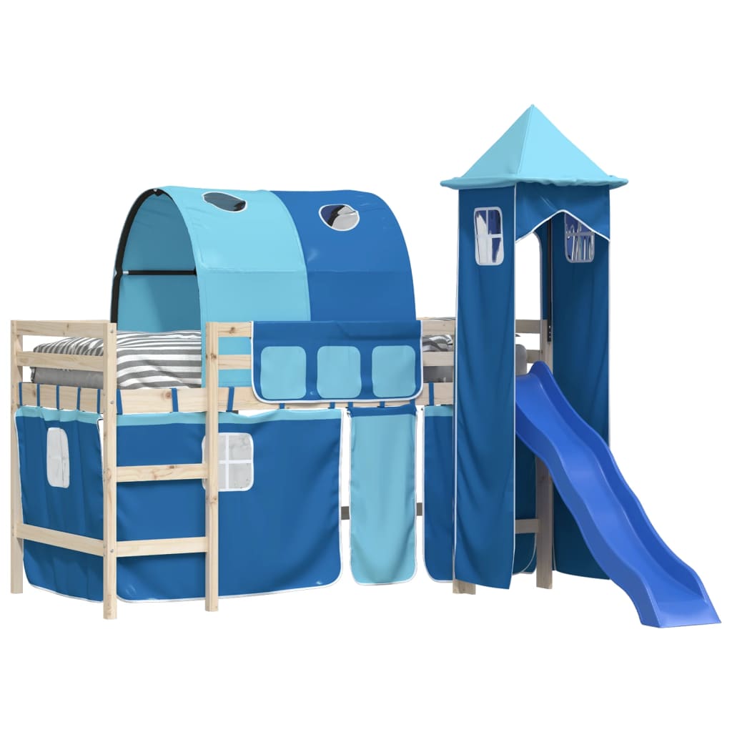 Rideaux pour lit mezzanine avec tunnel et tour bleu - XIOS