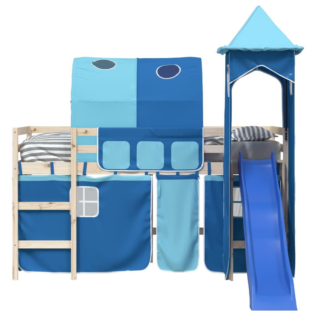 Rideaux pour lit mezzanine avec tunnel et tour bleu - XIOS