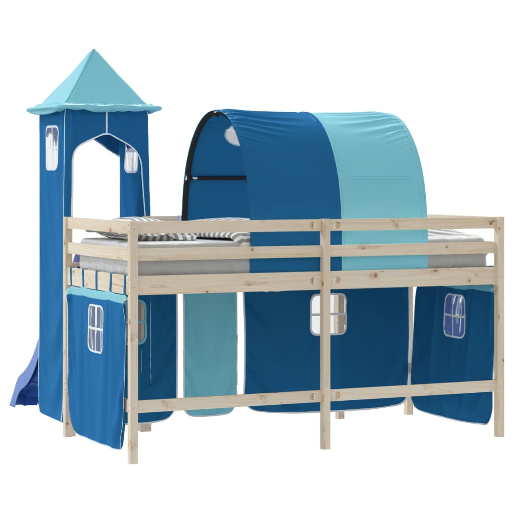 Rideaux pour lit mezzanine avec tunnel et tour bleu - XIOS