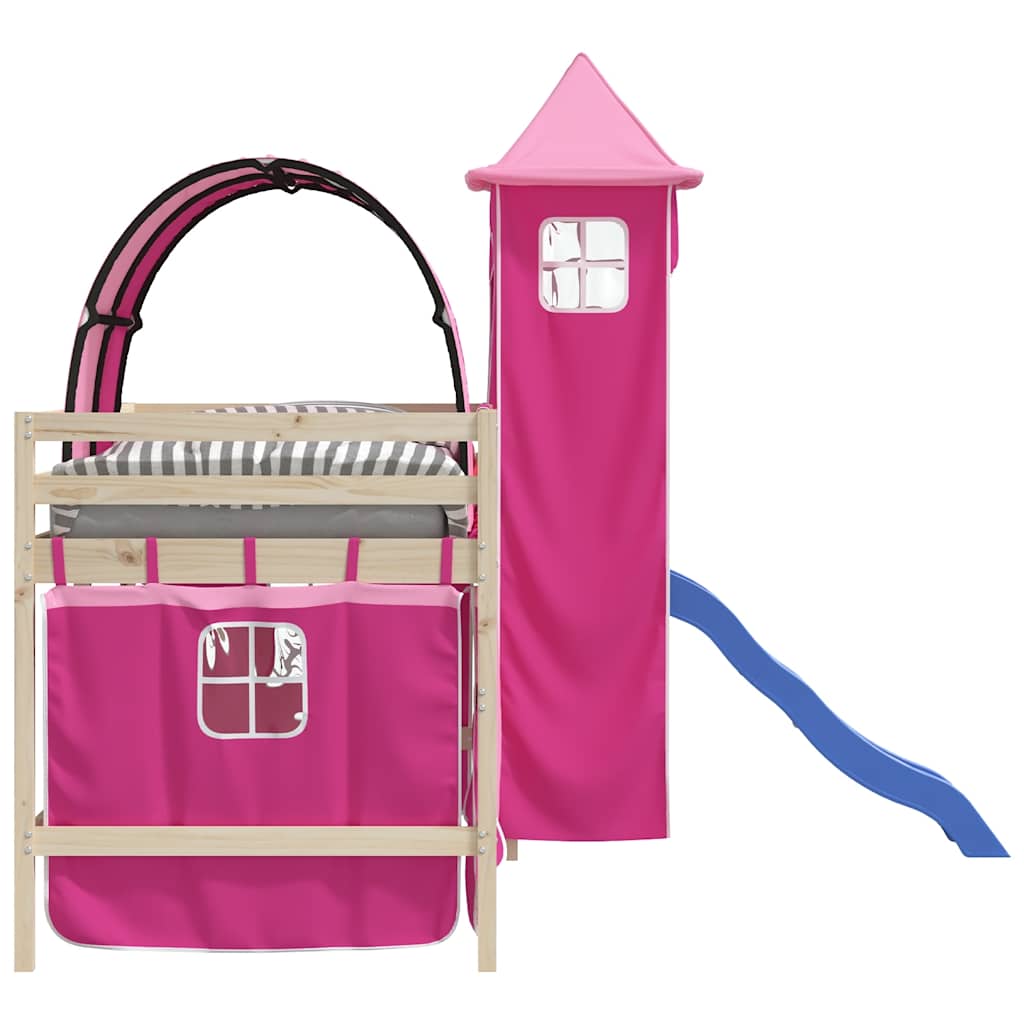 Rideaux pour lit mezzanine avec tunnel et tour rose - XIOS