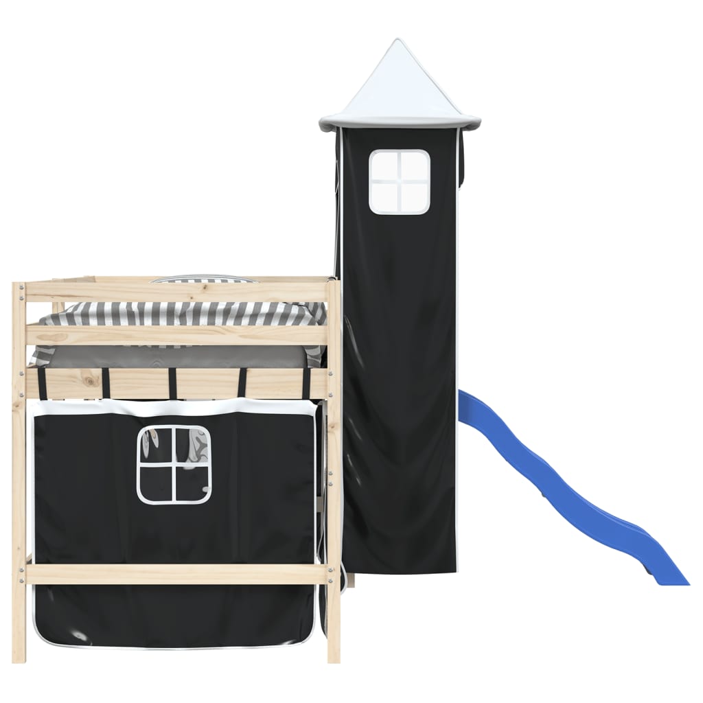 Rideaux pour lit mezzanine avec tour blanc et noir polyester - XIOS