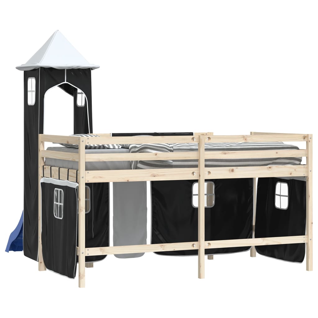 Rideaux pour lit mezzanine avec tour blanc et noir polyester - XIOS