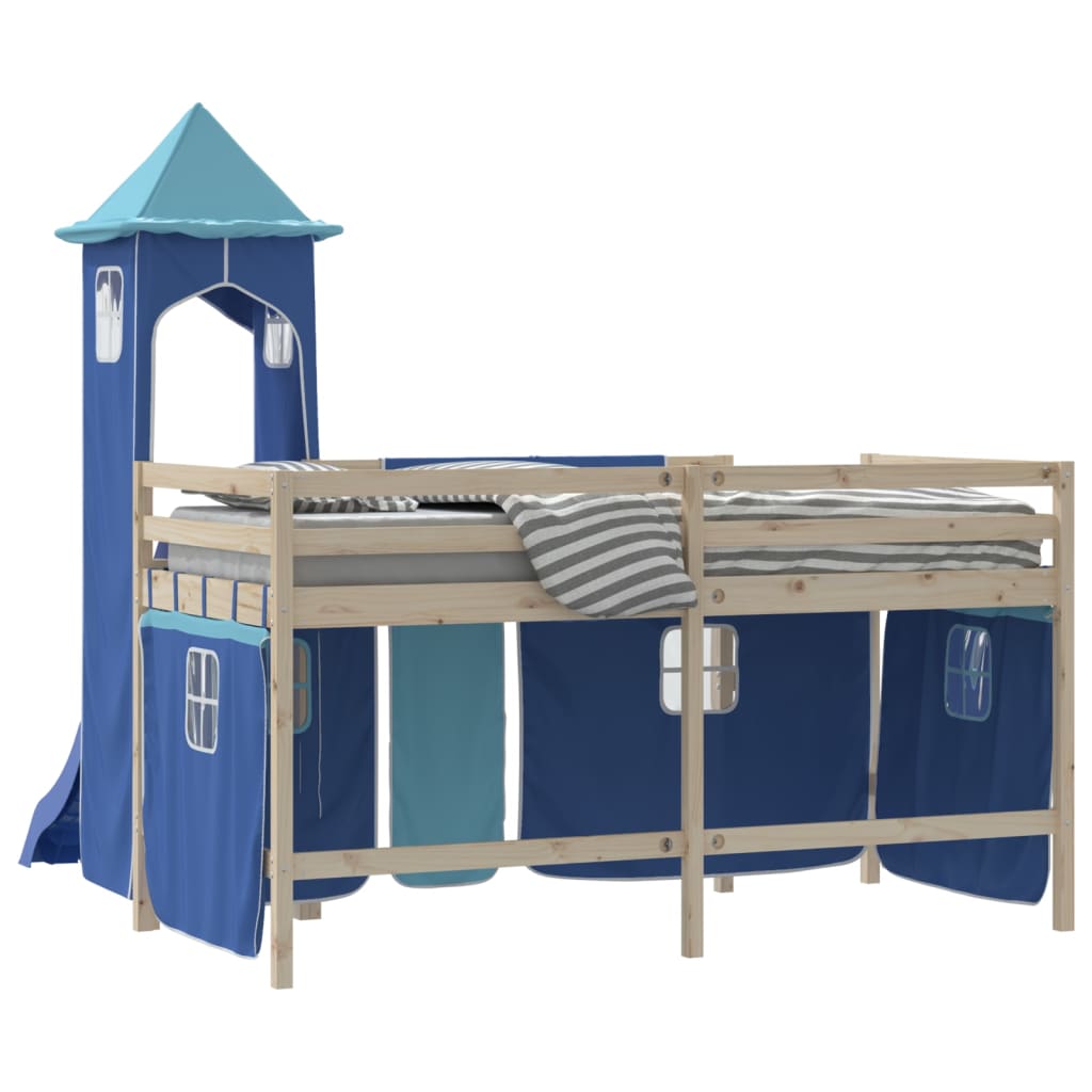 Rideaux pour lit mezzanine avec tour bleu polyester - XIOS