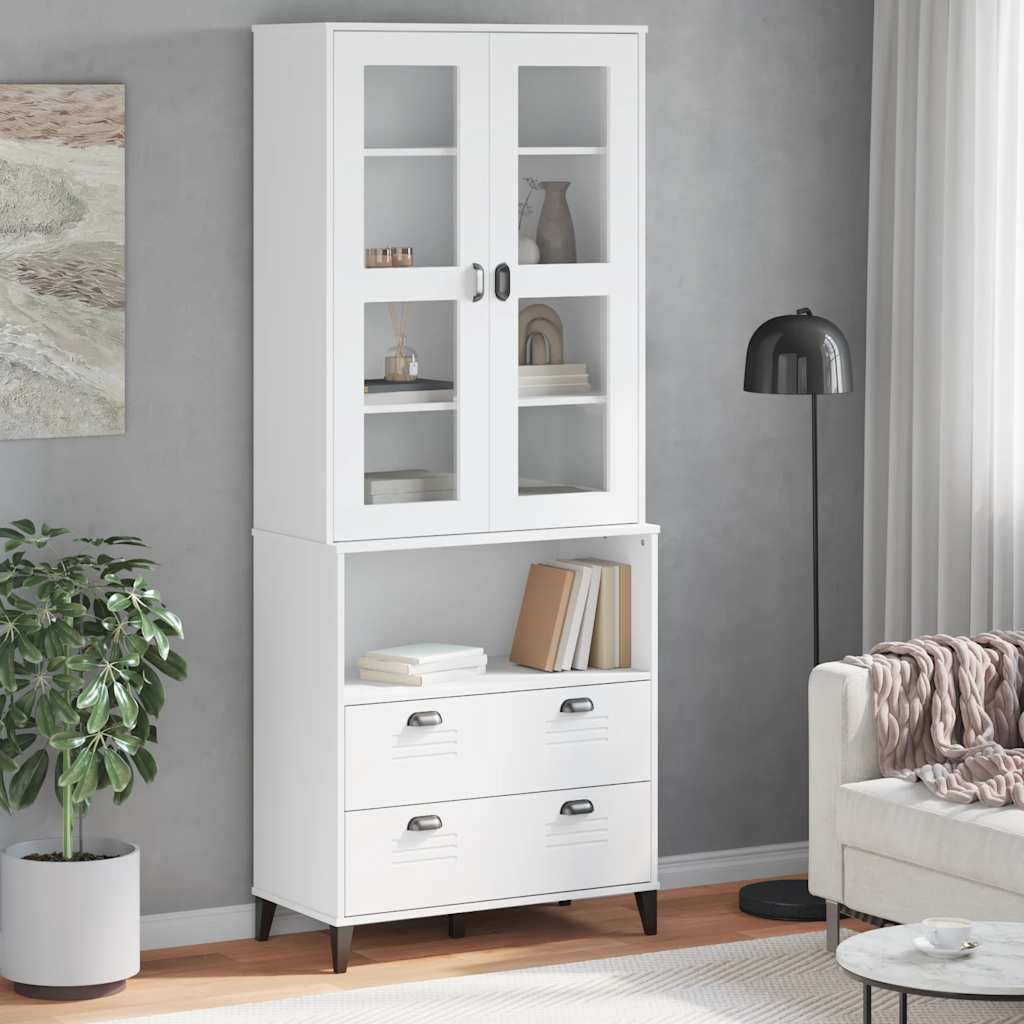 Buffet VIKEN blanc 80x40x200 cm bois massif de pin - XIOS
