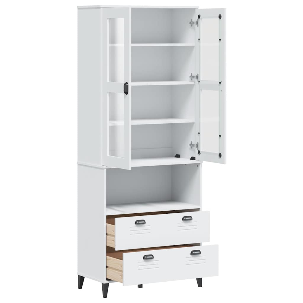 Buffet VIKEN blanc 80x40x200 cm bois massif de pin - XIOS