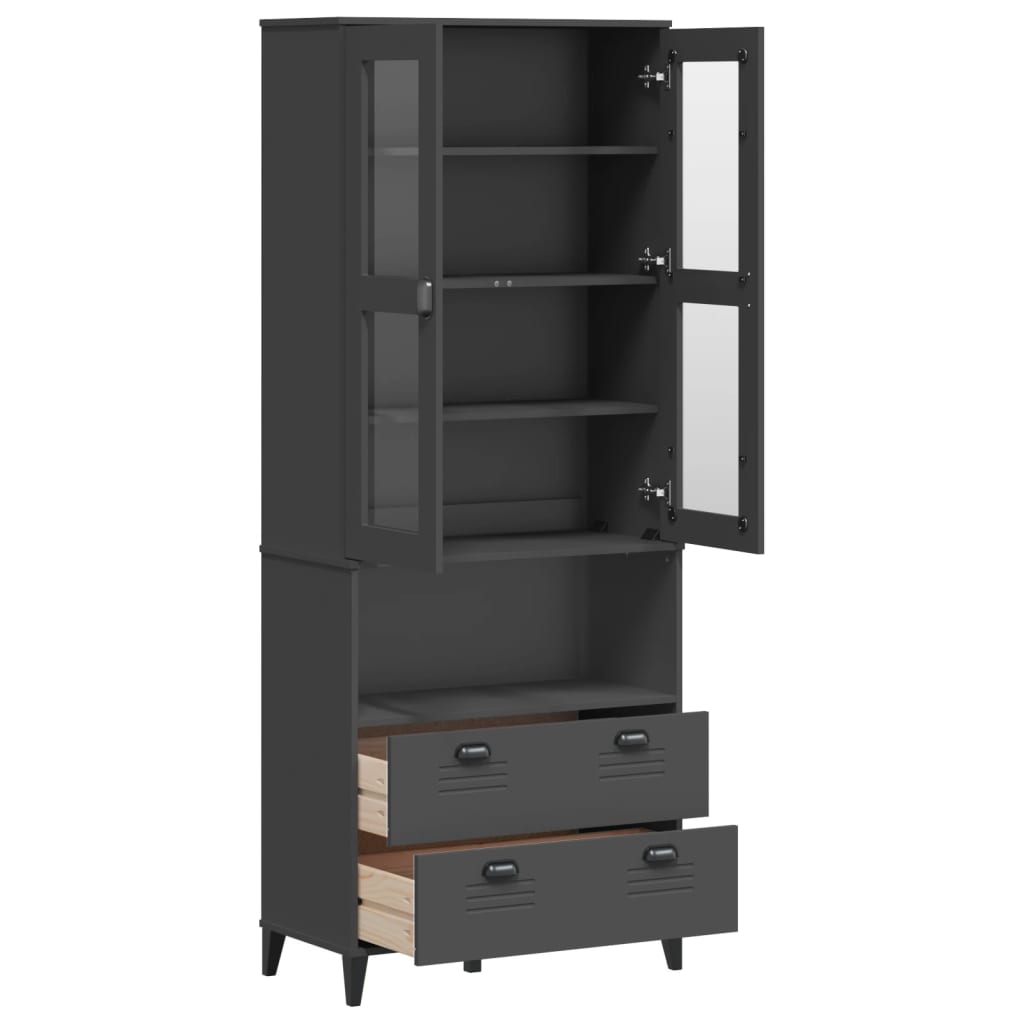 Buffet VIKEN gris anthracite 80x40x200 cm bois massif de pin - XIOS