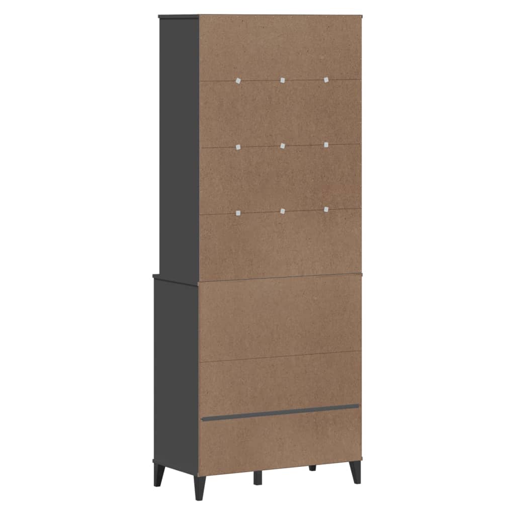 Buffet VIKEN gris anthracite 80x40x200 cm bois massif de pin - XIOS
