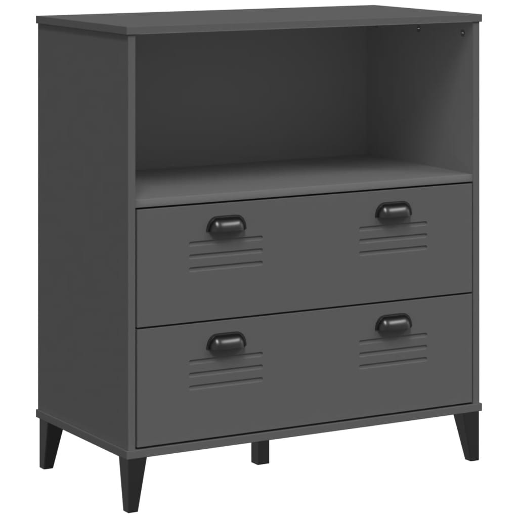 Buffet VIKEN gris anthracite 80x40x200 cm bois massif de pin - XIOS