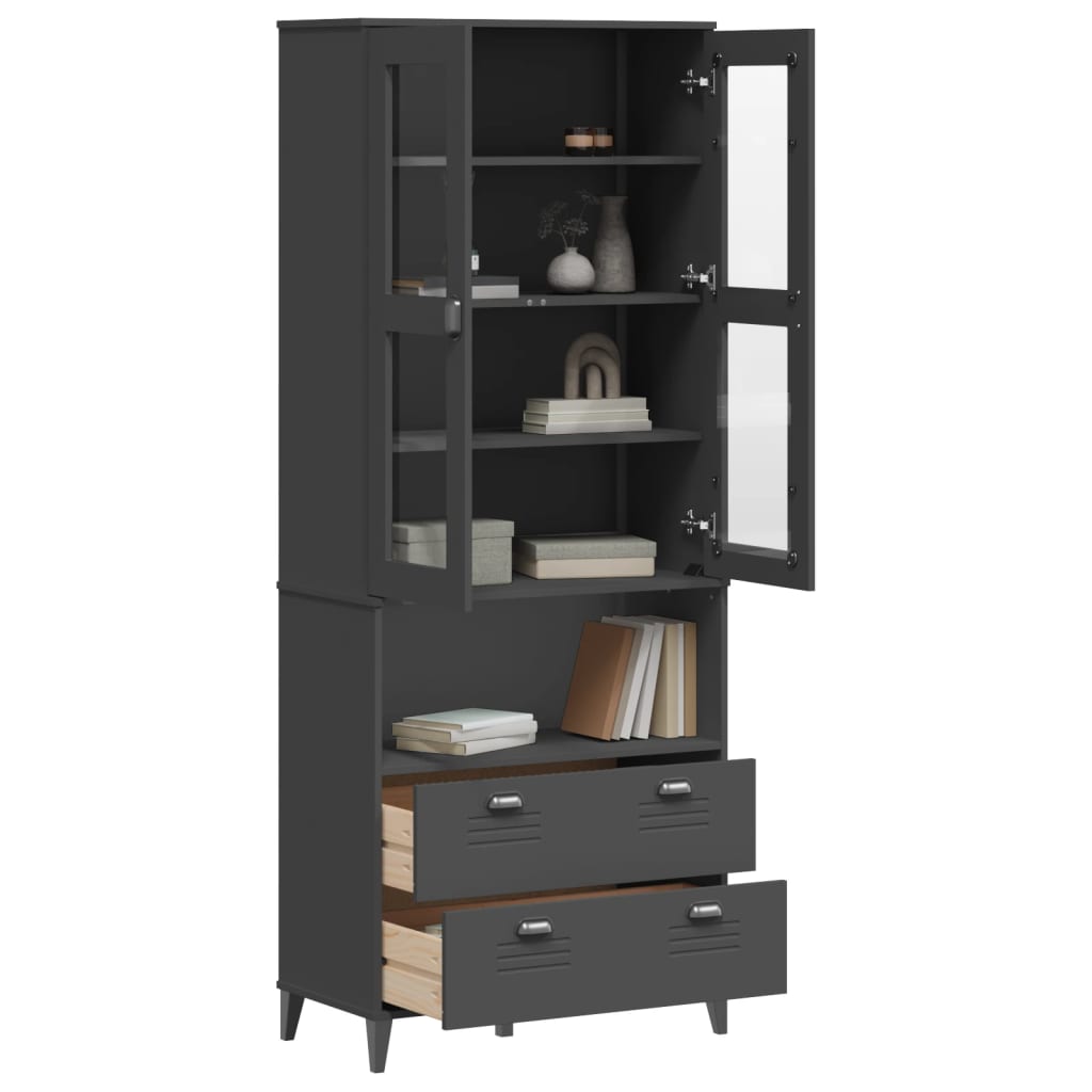 Buffet VIKEN gris anthracite 80x40x200 cm bois massif de pin - XIOS