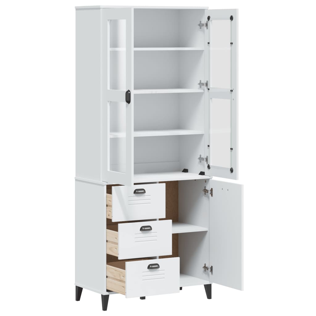 Buffet VIKEN blanc 80x40x190 cm bois massif de pin - XIOS