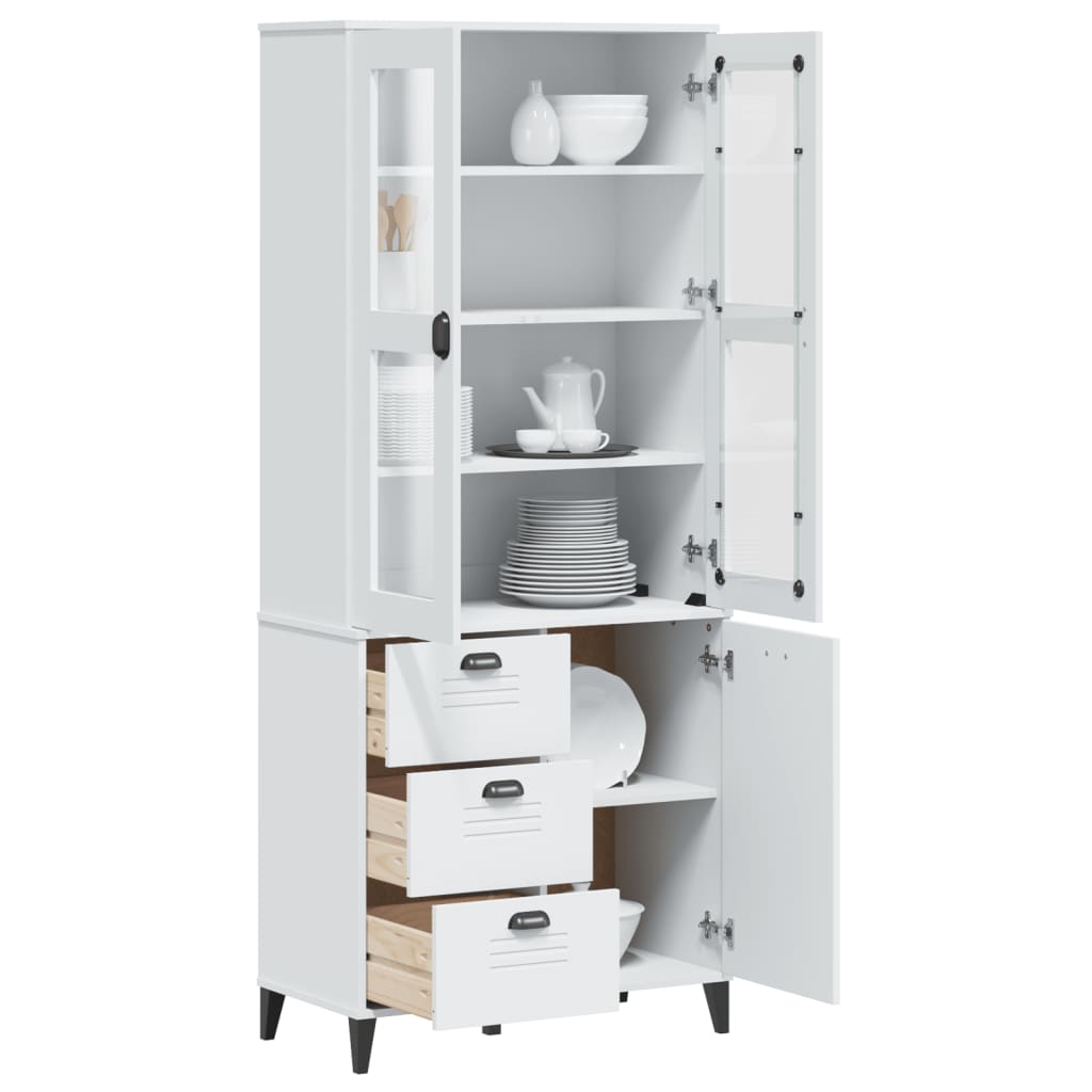 Buffet VIKEN blanc 80x40x190 cm bois massif de pin - XIOS