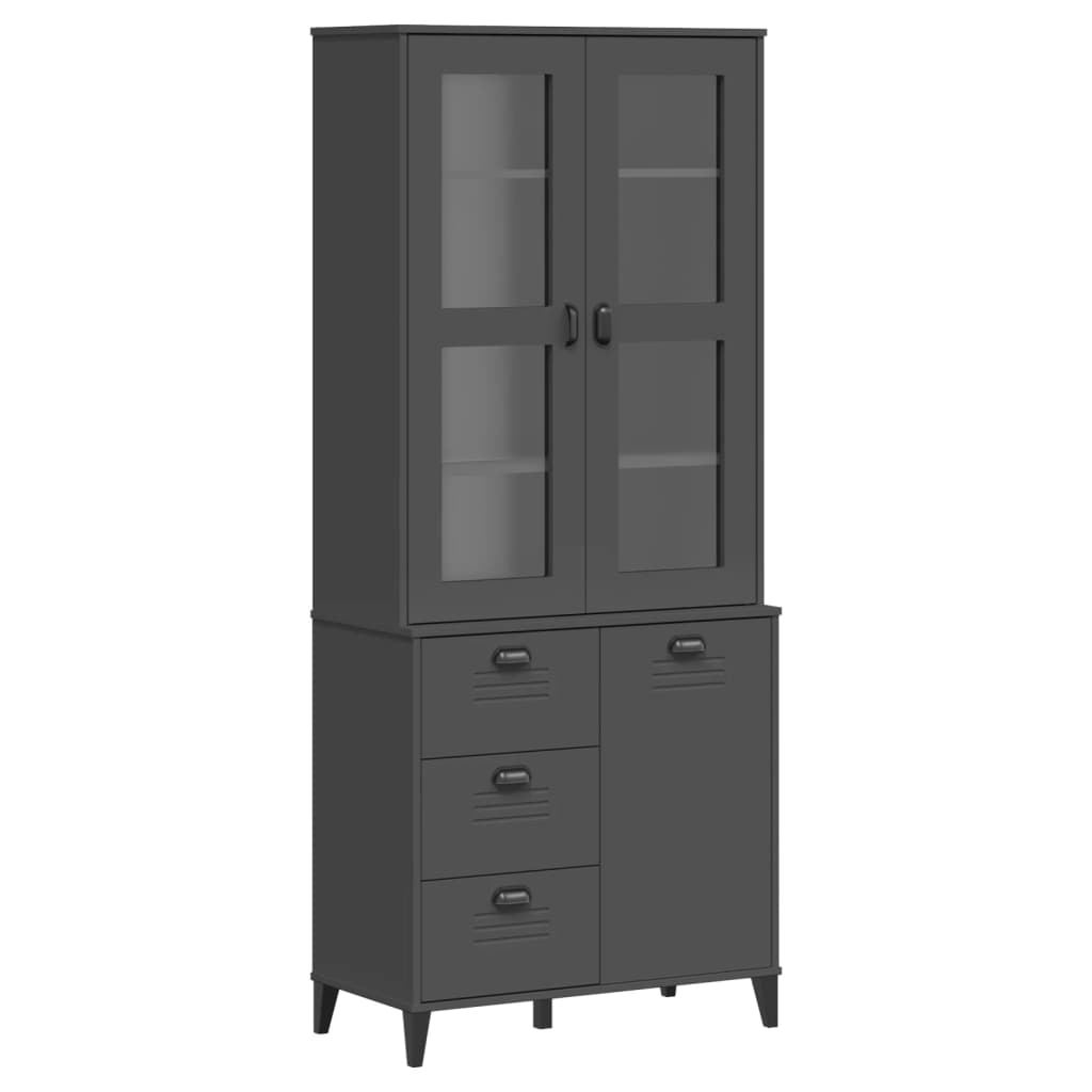 Buffet VIKEN gris anthracite 80x40x190 cm bois massif de pin - XIOS