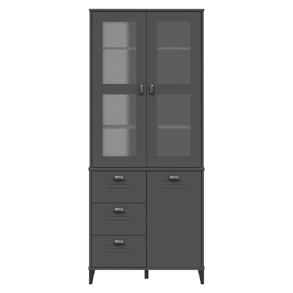 Buffet VIKEN gris anthracite 80x40x190 cm bois massif de pin - XIOS
