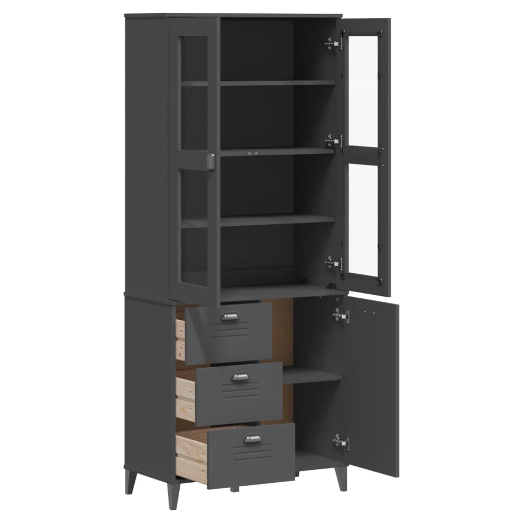Buffet VIKEN gris anthracite 80x40x190 cm bois massif de pin - XIOS