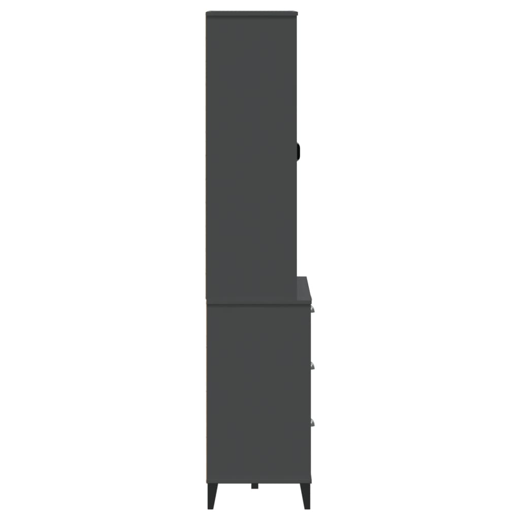 Buffet VIKEN gris anthracite 80x40x190 cm bois massif de pin - XIOS