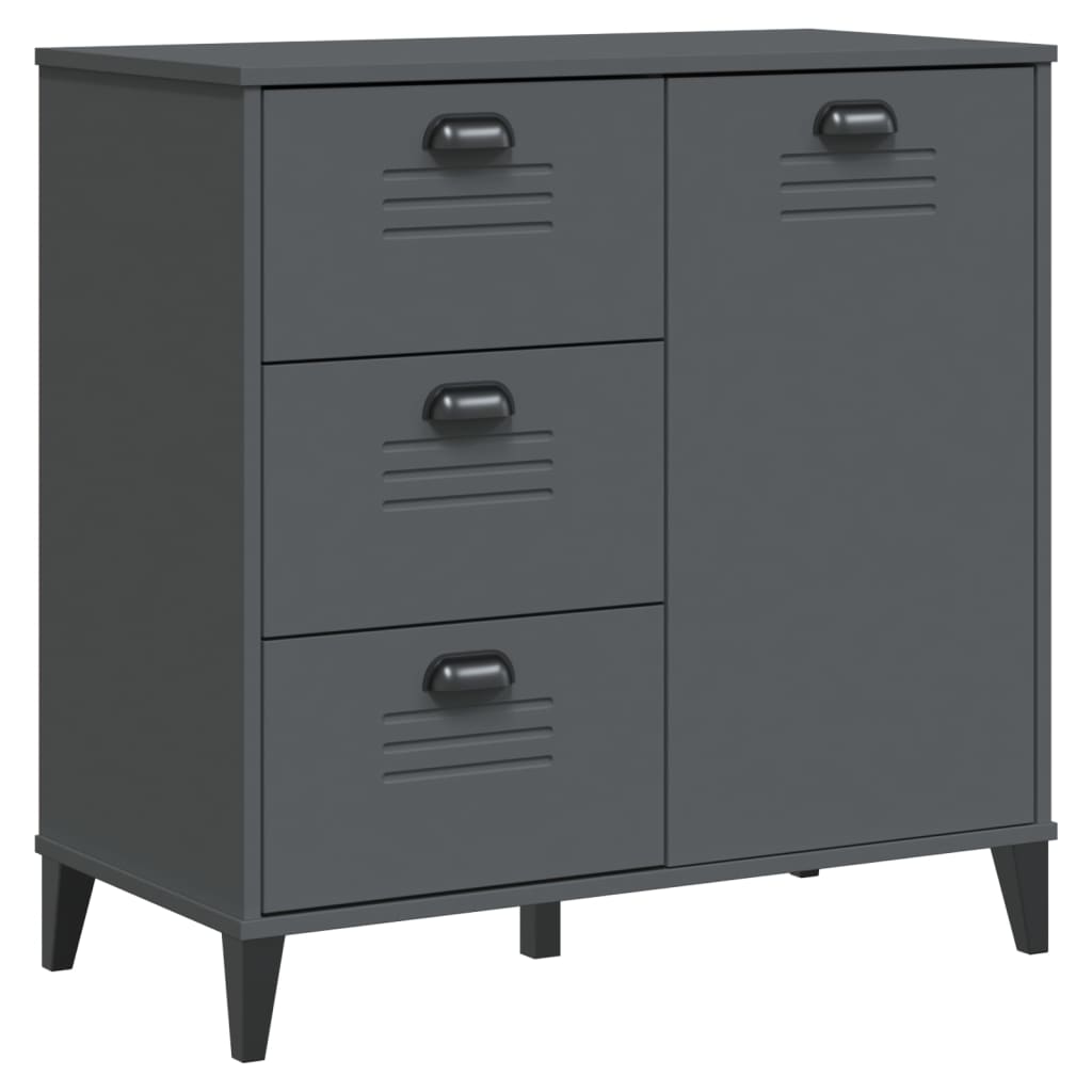 Buffet VIKEN gris anthracite 80x40x190 cm bois massif de pin - XIOS