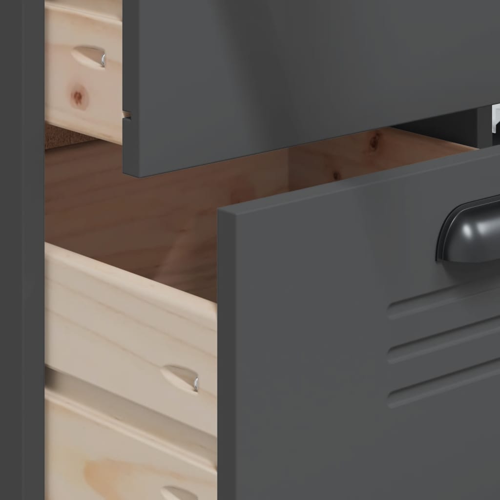 Buffet VIKEN gris anthracite 80x40x190 cm bois massif de pin - XIOS